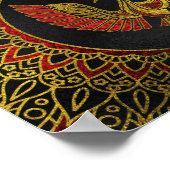 Goud en rood Gedecormeerd Phoenix vogelsymbool Poster (Hoek)