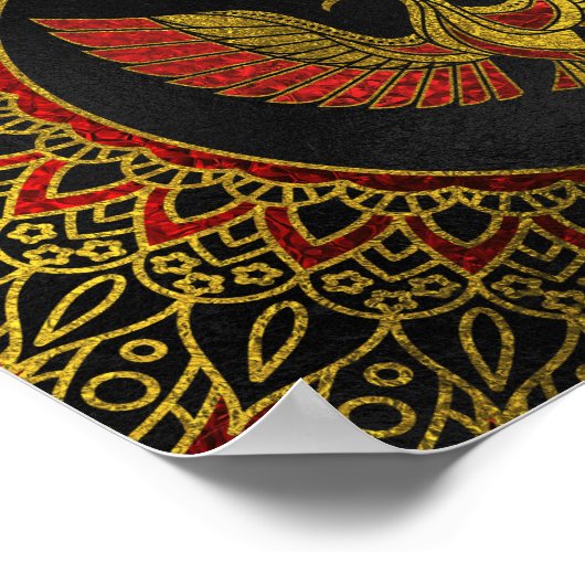 Goud en rood Gedecormeerd Phoenix vogelsymbool Poster (Hoek)