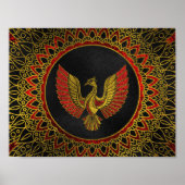 Goud en rood Gedecormeerd Phoenix vogelsymbool Poster (Voorkant)