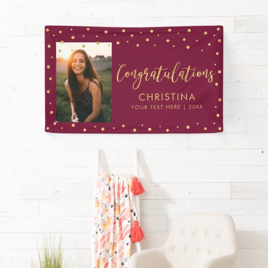 Goud en rood | Gefeliciteerd Partij, Gebeurtenisfo Spandoek (Insitu)