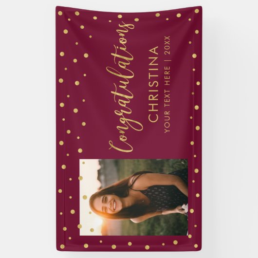 Goud en rood | Gefeliciteerd Partij, Gebeurtenisfo Spandoek (Verticaal)