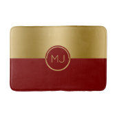 Goud en rood geometrisch ontwerp monogram badmat (Voorkant)