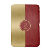 Goud en rood geometrisch ontwerp monogram badmat (Voorkant Verticaal)