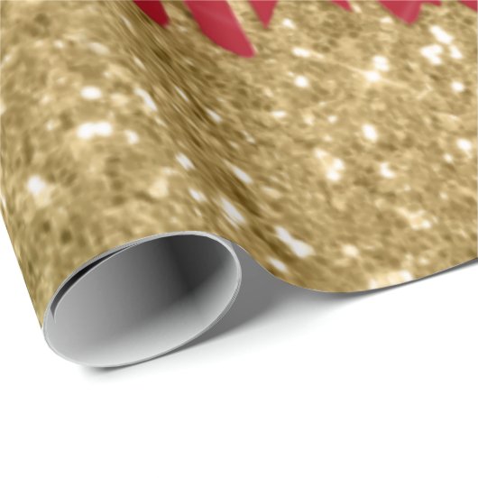 Goud en rood glitter kerstmis cadeaupapier (Rol Hoek)