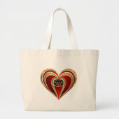 Goud en rood hart grote tote bag (Voorkant)