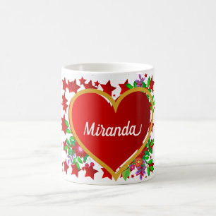 Goud en rood hart koffiemok