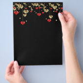 Goud en rood hart op zwarte achtergrond flyer (Hand)