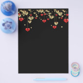 Goud en rood hart op zwarte achtergrond flyer (Enkel)