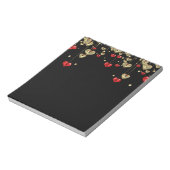 Goud en rood hart op zwarte achtergrond notitieblok (Linkerzijde)