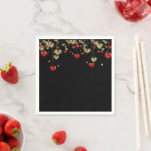 Goud en rood hart op zwarte achtergrond servet (Insitu)