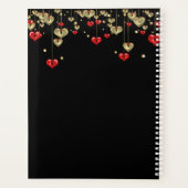 Goud en rood hart op zwarte achtergrondplanner planner (Achterkant)