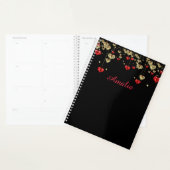 Goud en rood hart op zwarte achtergrondplanner planner (Display)