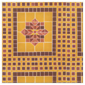 Goud en rood herhalen Mexicaanse Tegel Pattern Stof (Close Up)