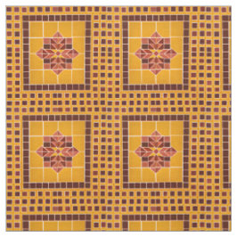 Goud en rood herhalen Mexicaanse Tegel Pattern Stof