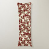 Goud en Rood Herhalend Motief | Octopuspatroon Lichaamskussen (Voorkant Verticaal)