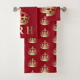 Goud en rood HRH Royal Highness Crown Bad Handdoek