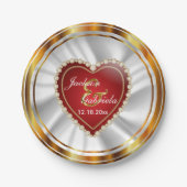 Goud en rood huwelijk of Jubileum Papieren Bordje (Voorkant)