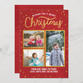 Goud en rood kerst feestdagenkaart (Voorkant / Achterkant)