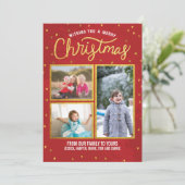 Goud en rood kerst feestdagenkaart (Staand voorkant)