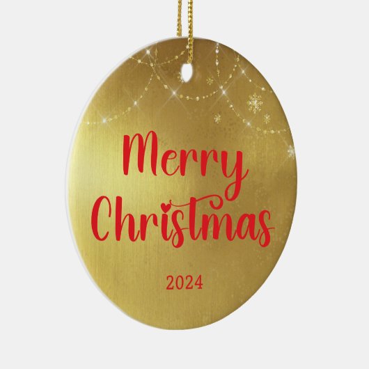 Goud en rood kerst keramisch ornament (Rechts)