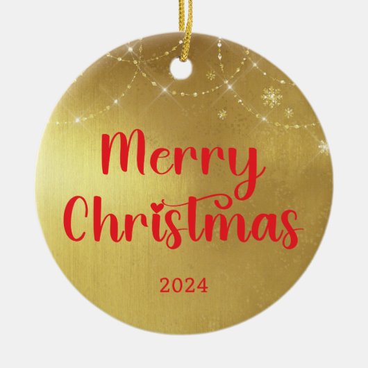 Goud en rood kerst keramisch ornament (Voorkant)