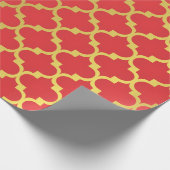 Goud en rood kerstfeest cadeaupapier (Hoek)