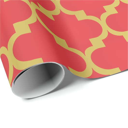 Goud en rood kerstfeest cadeaupapier (Rol Hoek)