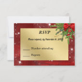 Goud en rood Kerstfeest RSVP (Voorkant)