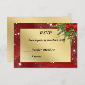 Goud en rood Kerstfeest RSVP (Voorkant / Achterkant)