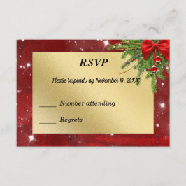 Goud en rood Kerstfeest RSVP Kaartje