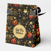 Goud en Rood Kerstmis Symbolen Patroon Bedankdoosjes (Achterkant)