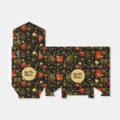 Goud en Rood Kerstmis Symbolen Patroon Bedankdoosjes (Uitgevouwen)