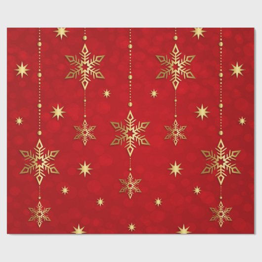 Goud en rood kerstpapier, rol cadeaupapier (Vlak)