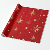 Goud en rood kerstpapier, rol cadeaupapier (Uitgerold)