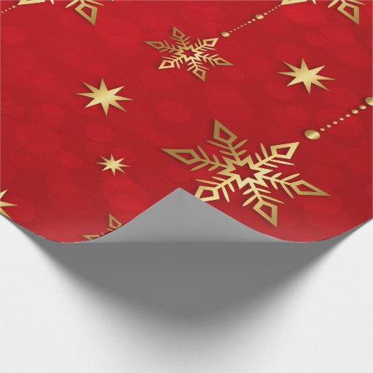 Goud en rood kerstpapier, rol cadeaupapier (Hoek)