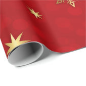 Goud en rood kerstpapier, rol cadeaupapier (Rol Hoek)