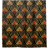 Goud en rood Kunstdecopatroon Douchegordijn (Voorkant)