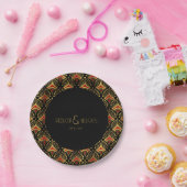 Goud en rood Kunstdecopatroon Papieren Borden Papieren Bordje (Feest)