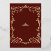 Goud- en rood luxe Quinceanera-folie Folie Uitnodiging (Achterkant)