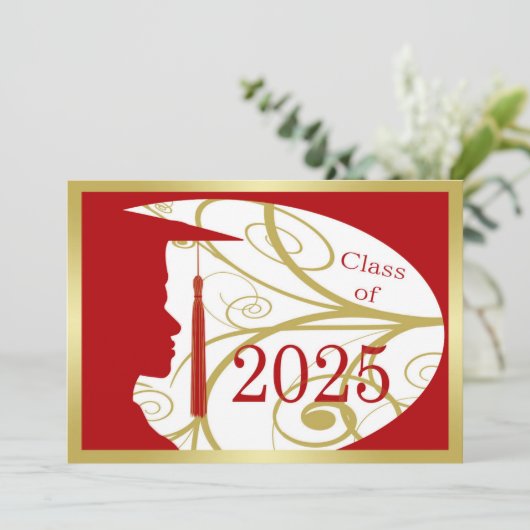 Goud en rood Man Silhouette 2025 Kaart (Staand voorkant)