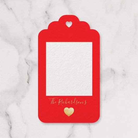 Goud en rood met eigen liefde cadeaulabels (Achterkant)