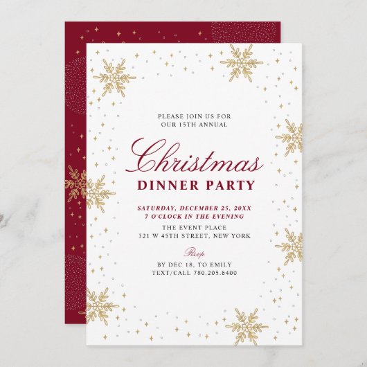 Goud en rood | Moderne kerstfeestdag Kaart (Voorkant / Achterkant)