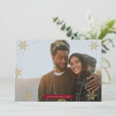 Goud en rood | Moderne winterkerstkaart Kaart (Staand voorkant)