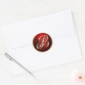 Goud en rood Monogram B Envelopzegel Ronde Sticker (Envelop)