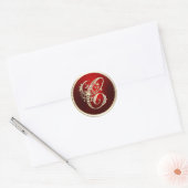 Goud en rood Monogram C Envelope Seal Ronde Sticker (Envelop)