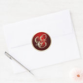 Goud en rood Monogram E Envelope Seal Ronde Sticker (Envelop)