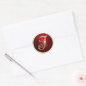 Goud en rood Monogram I Envelope Seal Ronde Sticker (Envelop)