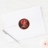 Goud en rood monogram L-envelop Ronde Sticker (Envelop)