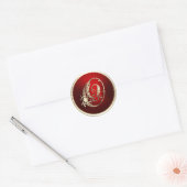 Goud en rood Monogram O Envelope Seal Ronde Sticker (Envelop)