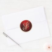Goud en rood monogram S-envelop Ronde Sticker (Envelop)